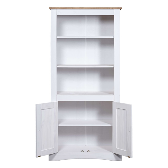 Croydon Wooden Display Cabinet With 2 Doors In White And Brown