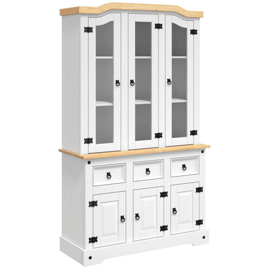 Croydon Wooden Display Cabinet With 6 Doors In White And Brown