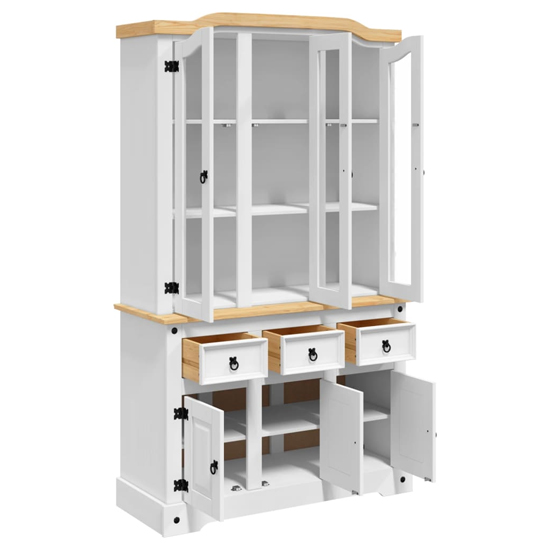 Croydon Wooden Display Cabinet With 6 Doors In White And Brown