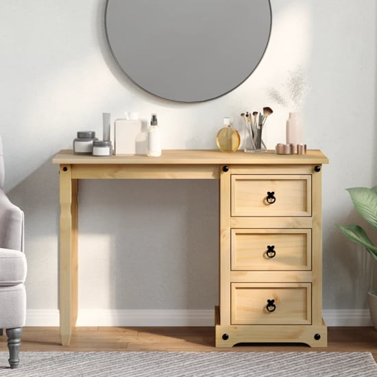 Product photograph of Croydon Wooden Dressing Table With 3 Drawer In Brown from Furniture in Fashion