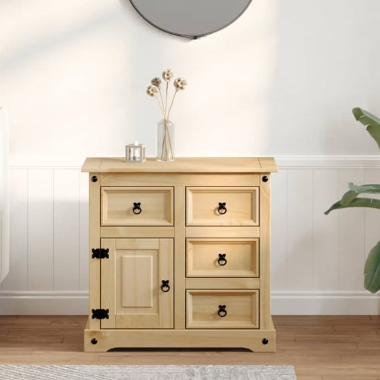 Read more about Croydon wooden sideboard with 1 door 4 drawers in brown