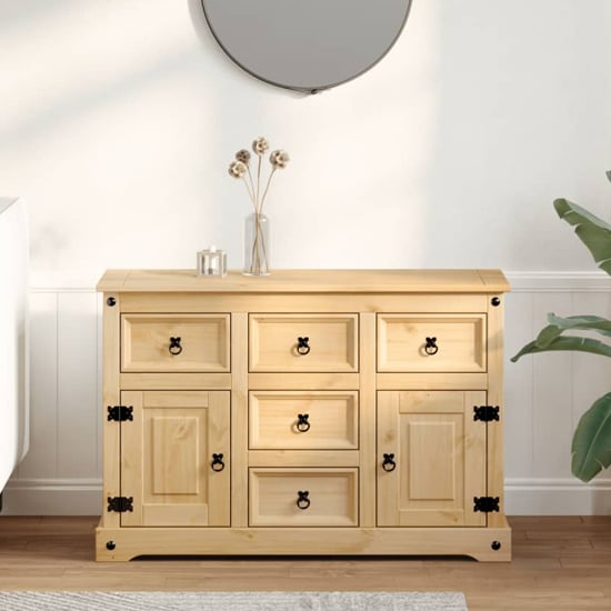 Read more about Croydon wooden sideboard with 2 doors 5 drawers in brown