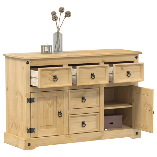 Croydon Wooden Sideboard With 2 Doors 5 Drawers In Brown