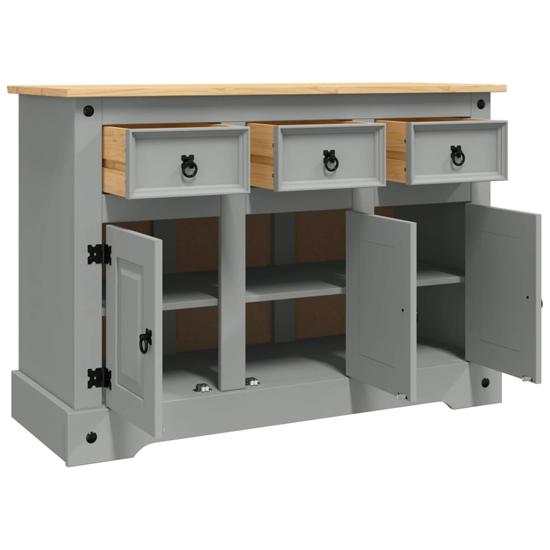 Croydon Wooden Sideboard With 3 Doors 3 Drawers In Grey Brown