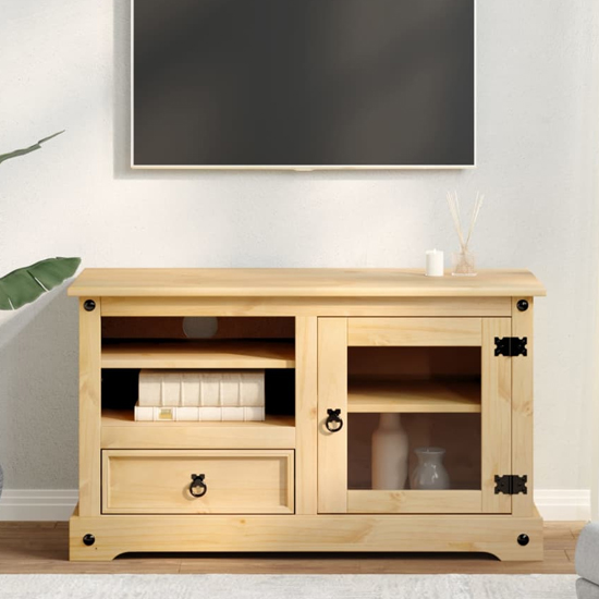 Read more about Croydon wooden tv stand with 1 door 1 drawer in brown