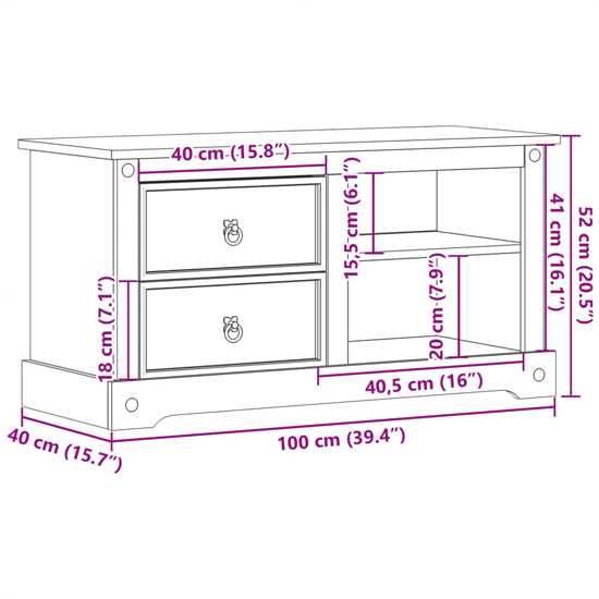 Croydon Wooden TV Stand With 2 Drawers In Brown