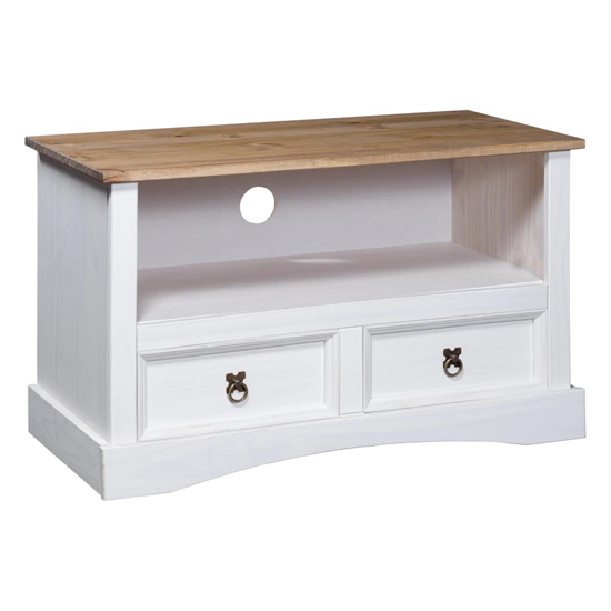 Read more about Croydon wooden tv stand with 2 drawers in white and brown