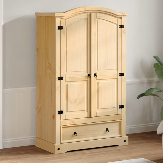 Read more about Croydon wooden wardrobe with 2 doors 1 drawer in brown