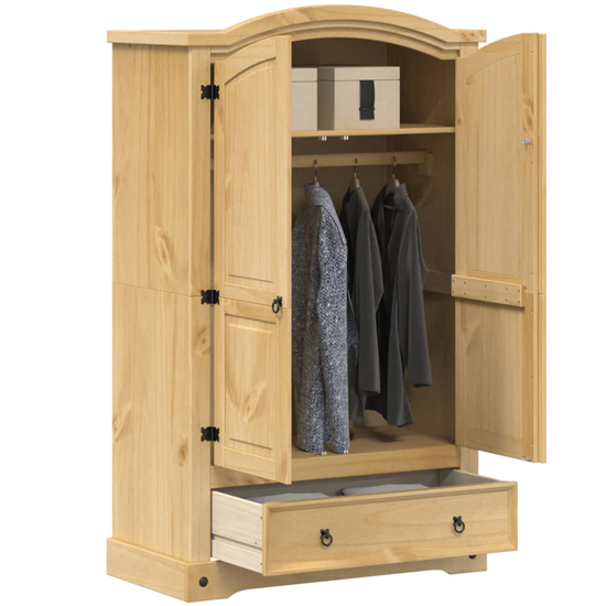Croydon Wooden Wardrobe With 2 Doors 1 Drawer In Brown