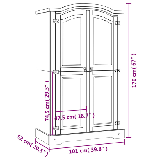 Croydon Wooden Wardrobe With 2 Doors In Grey And Brown