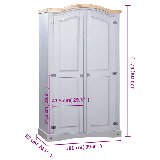 Croydon Wooden Wardrobe With 2 Doors In Grey And Brown