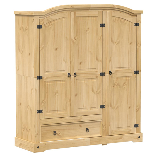 Croydon Wooden Wardrobe With 3 Doors 1 Drawer In Brown