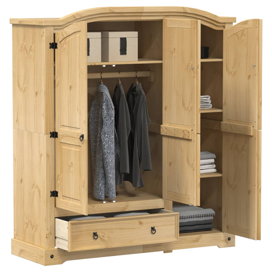 Croydon Wooden Wardrobe With 3 Doors 1 Drawer In Brown