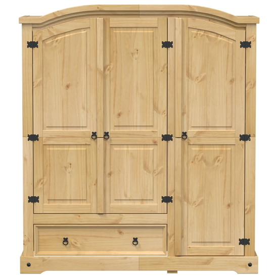 Croydon Wooden Wardrobe With 3 Doors 1 Drawer In Brown