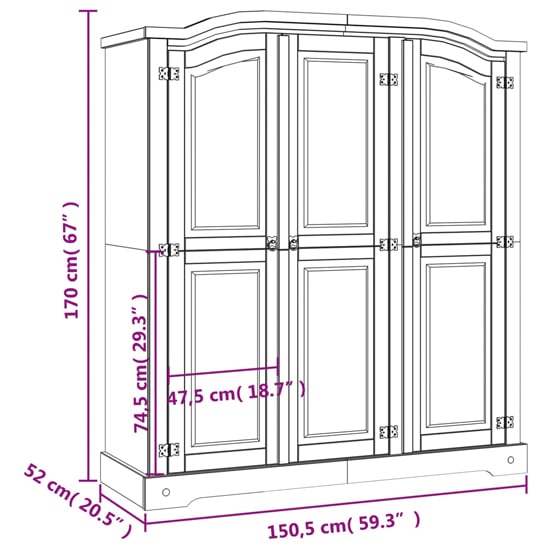 Croydon Wooden Wardrobe With 3 Doors In White And Brown