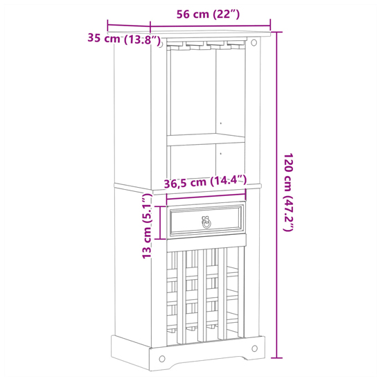 Croydon Wooden Wine Cabinet With 1 Drawer In Brown