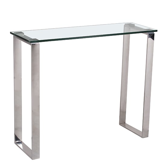 Callison Clear Glass Console Table With Stainless Steel Legs
