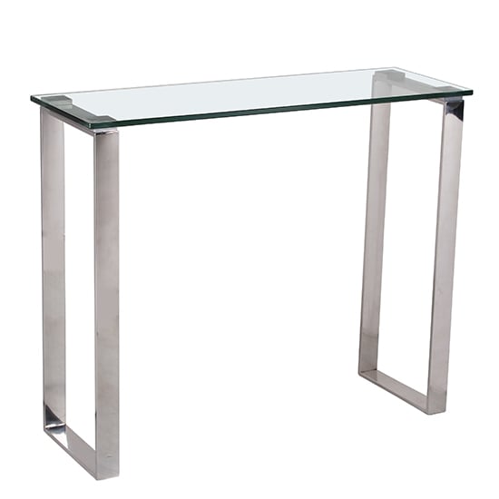 Read more about Callison clear glass console table with stainless steel legs