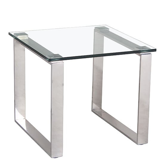 Read more about Callison clear glass lamp table with stainless steel legs