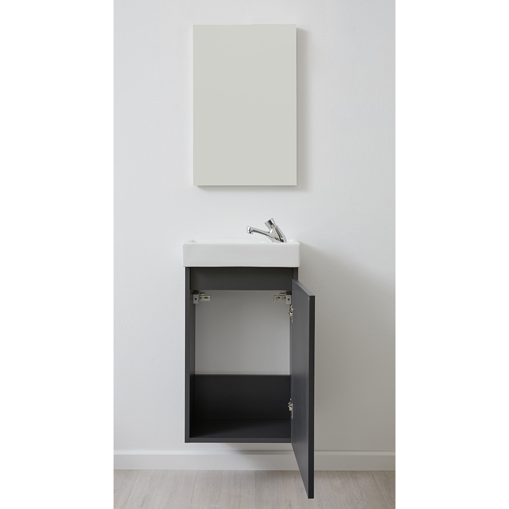 Crue Wooden Wall Mounted Vanity Unit with Mirror in Anthracite