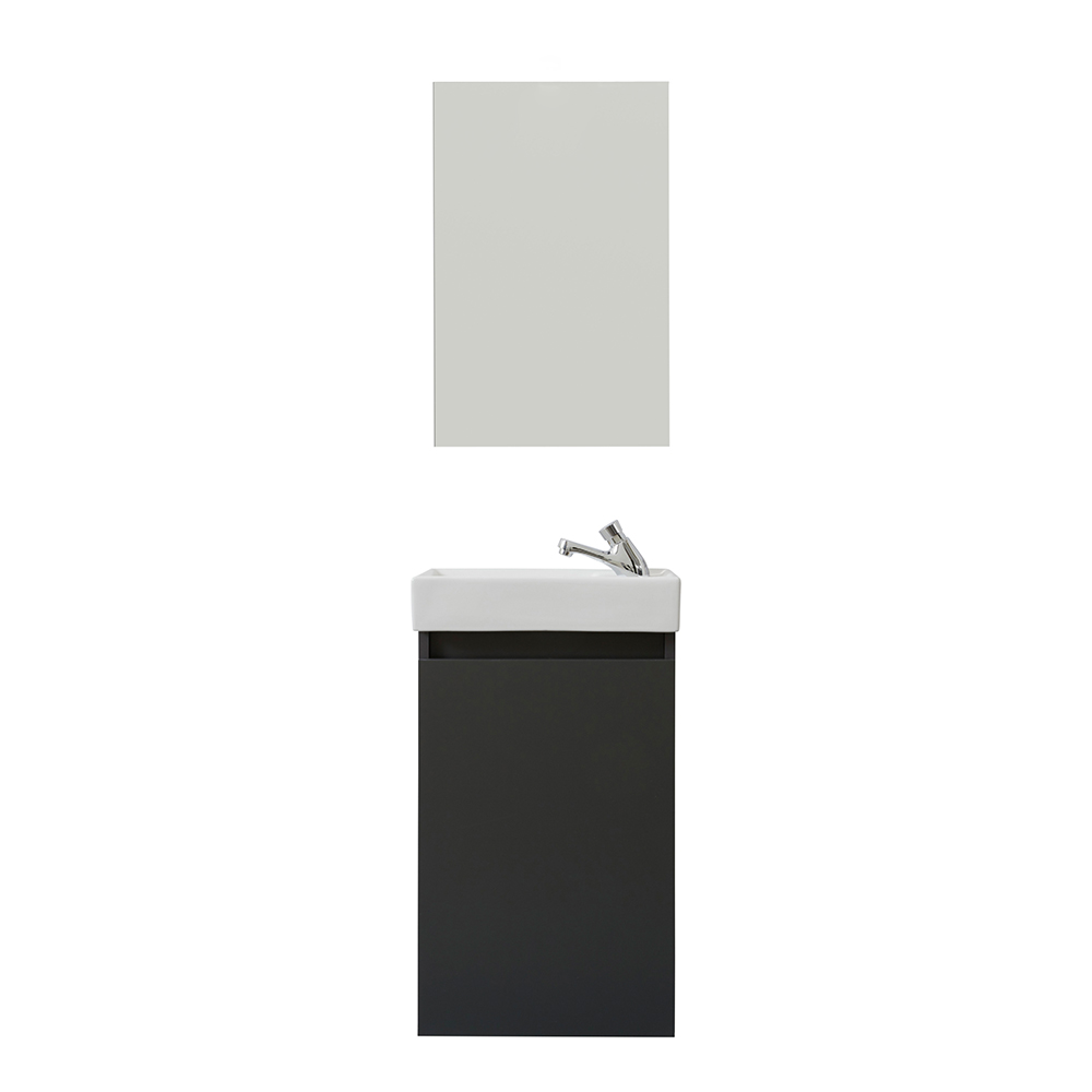 Crue Wooden Wall Mounted Vanity Unit with Mirror in Anthracite