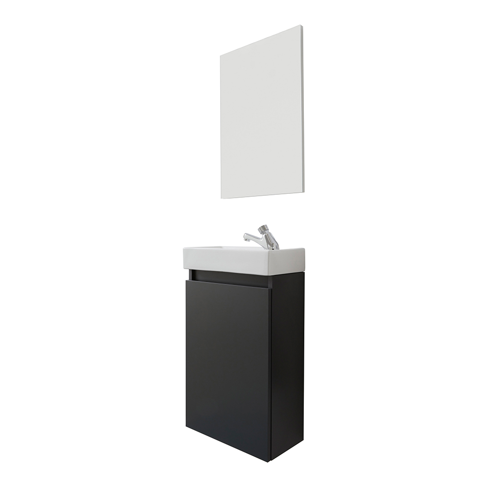 Crue Wooden Wall Mounted Vanity Unit with Mirror in Anthracite