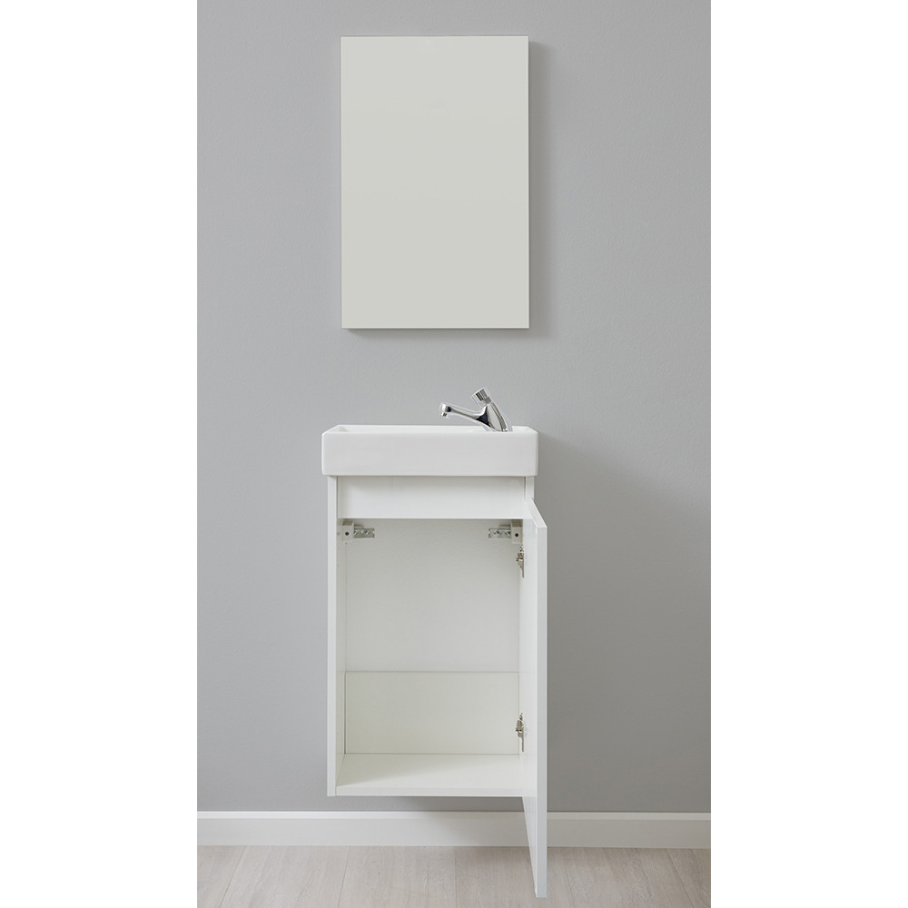 Crue Wooden Wall Mounted Vanity Unit with Mirror in White