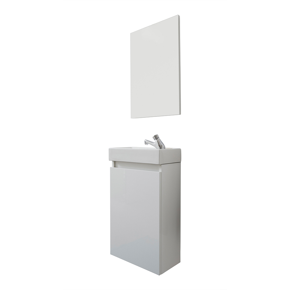Crue Wooden Wall Mounted Vanity Unit with Mirror in White