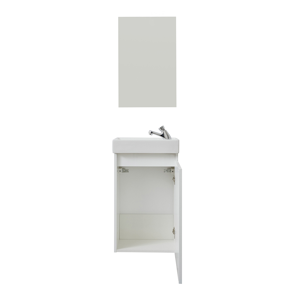 Crue Wooden Wall Mounted Vanity Unit with Mirror in White