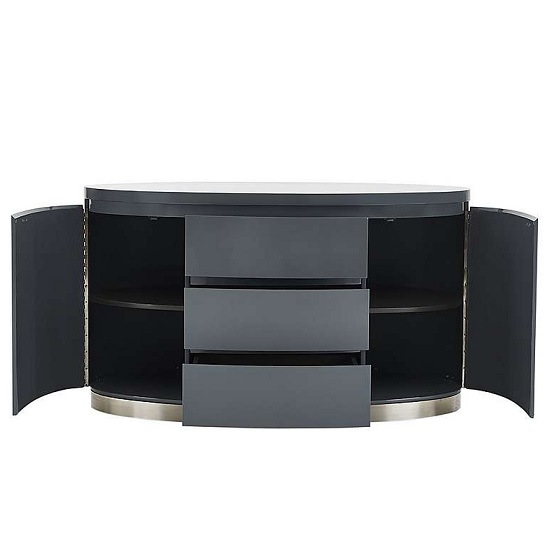 Cruise Modern Sideboard In Grey High Gloss With 3 Drawers