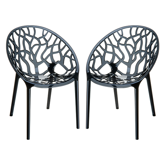 Read more about Cancun black clear polycarbonate dining chairs in pair