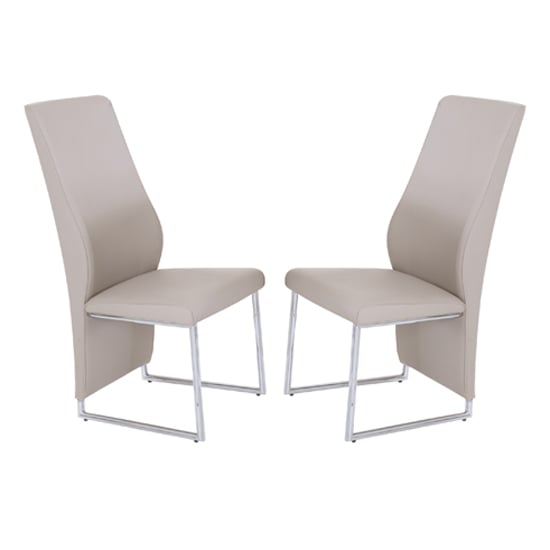 Read more about Crystal champagne pu dining chairs with chrome legs in pair