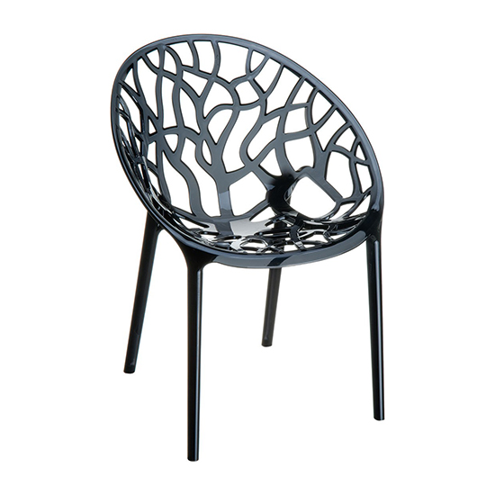 Cancun Clear Polycarbonate Transparent Dining Chair In Black