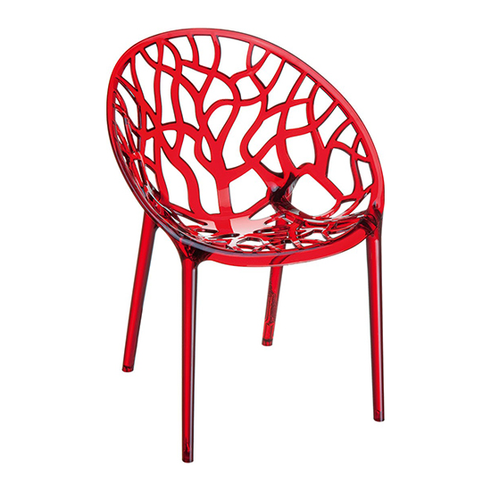 Read more about Cancun clear polycarbonate transparent dining chair in red