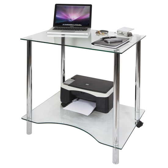Crystal Glass Computer Desk In High Chrome Legs_3