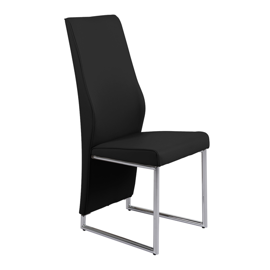 Photo of Crystal pu dining chair in black with chrome legs