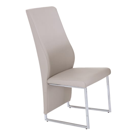 Photo of Crystal pu dining chair in champagne with chrome legs