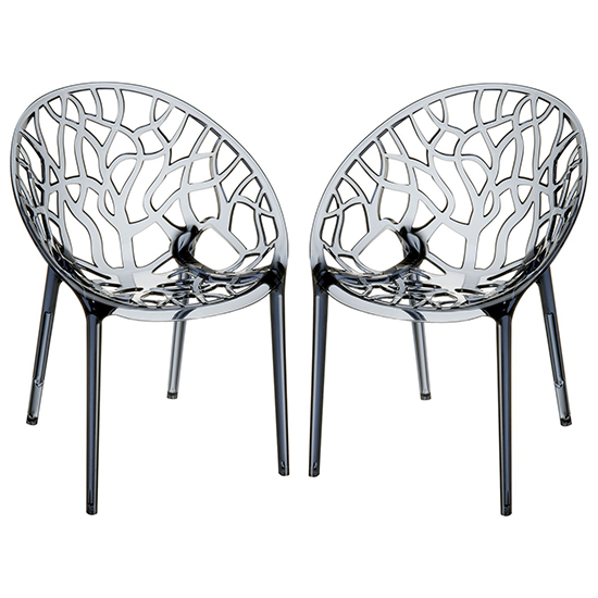 Read more about Cancun smoked grey clear polycarbonate dining chairs in pair
