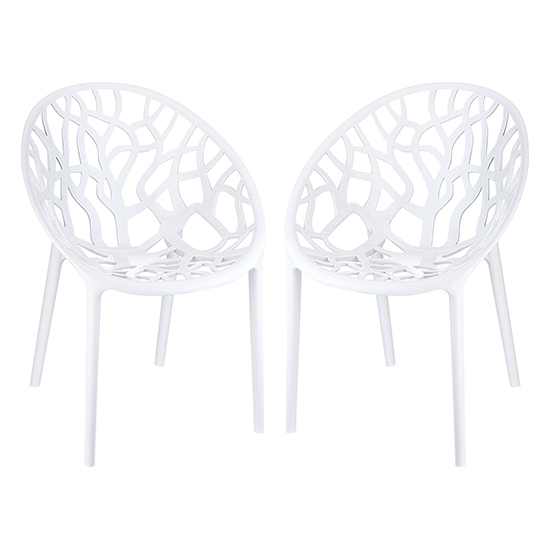 Cancun White Gloss Clear Polycarbonate Dining Chairs In Pair