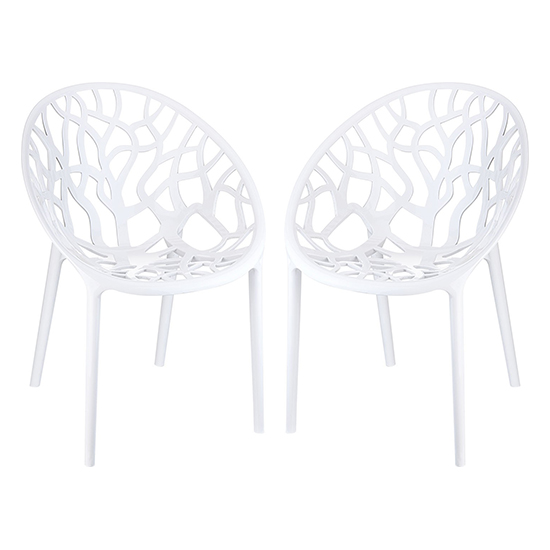 Cancun White Gloss Clear Polycarbonate Dining Chairs In Pair