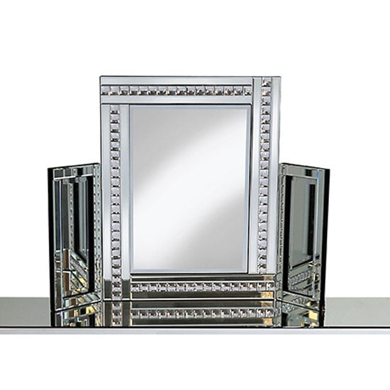 Product photograph of Elena Dressing Table Mirror In Silver With Crystal Detail from Furniture in Fashion