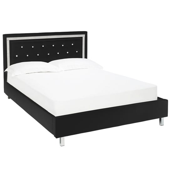 Photo of Crystallex faux leather double bed in black