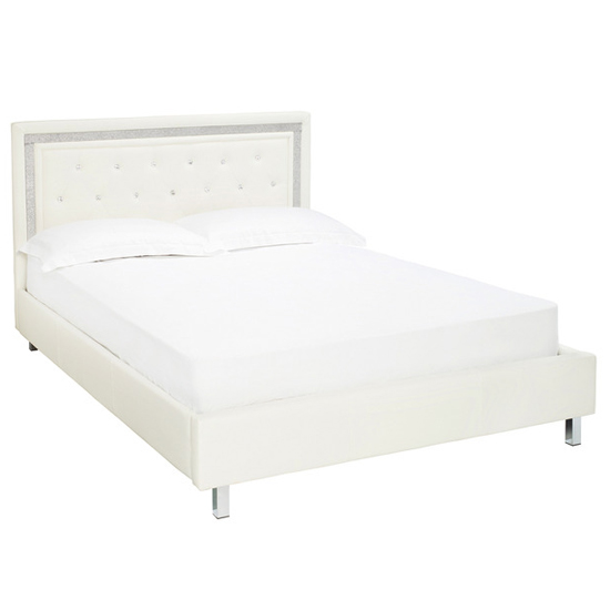 Photo of Crystallex faux leather double bed in white