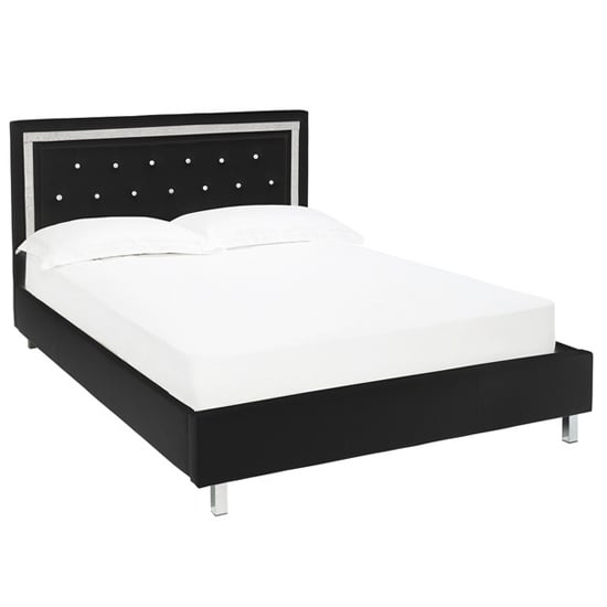 Product photograph of Crystallex Faux Leather King Size Bed In Black from Furniture in Fashion