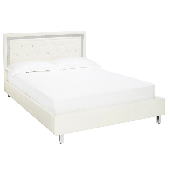Product photograph of Crystallex Faux Leather King Size Bed In White from Furniture in Fashion