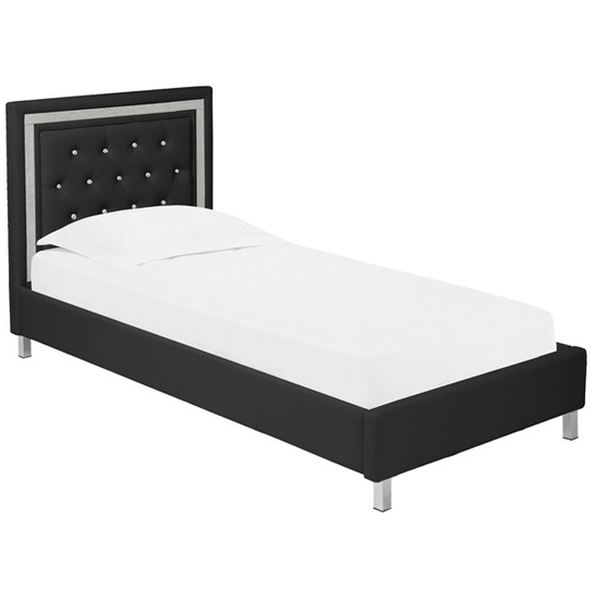 Product photograph of Crystallex Faux Leather Single Bed In Black from Furniture in Fashion