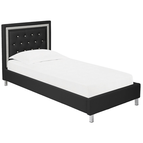 Crystallex Faux Leather Single Bed In Black Furniture in Fashion