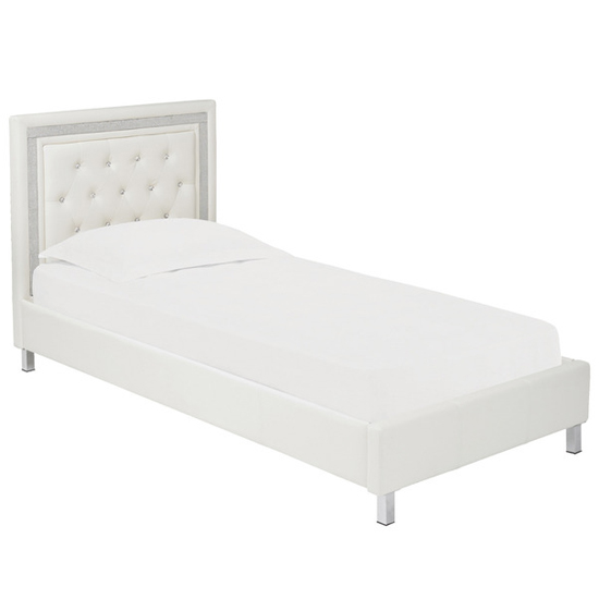 Read more about Crystallex faux leather single bed in white