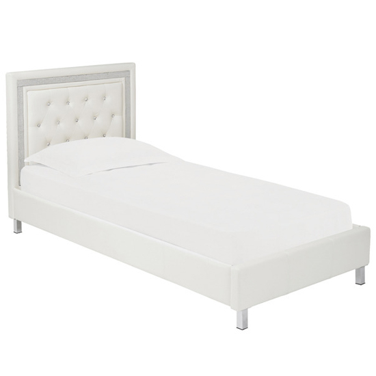 Photo of Crystallex faux leather single bed in white