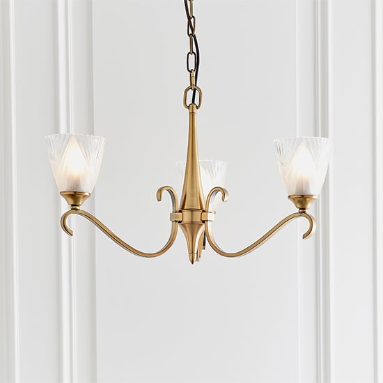 Photo of Cua 3 lights ceiling pendant light in brass with deco glass
